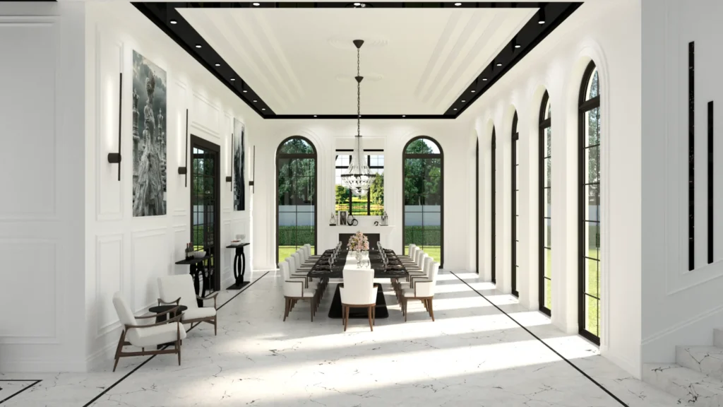 Villa Near Kraków - Black & White Interior with a Palace-Inspired Style