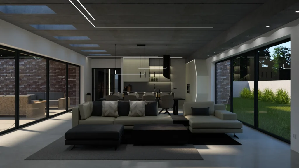 Industrialny salon, salon loft