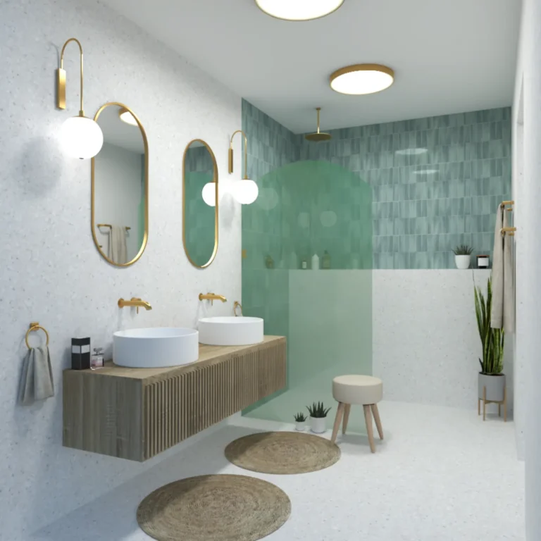 Nowoczesna zielona łazienka