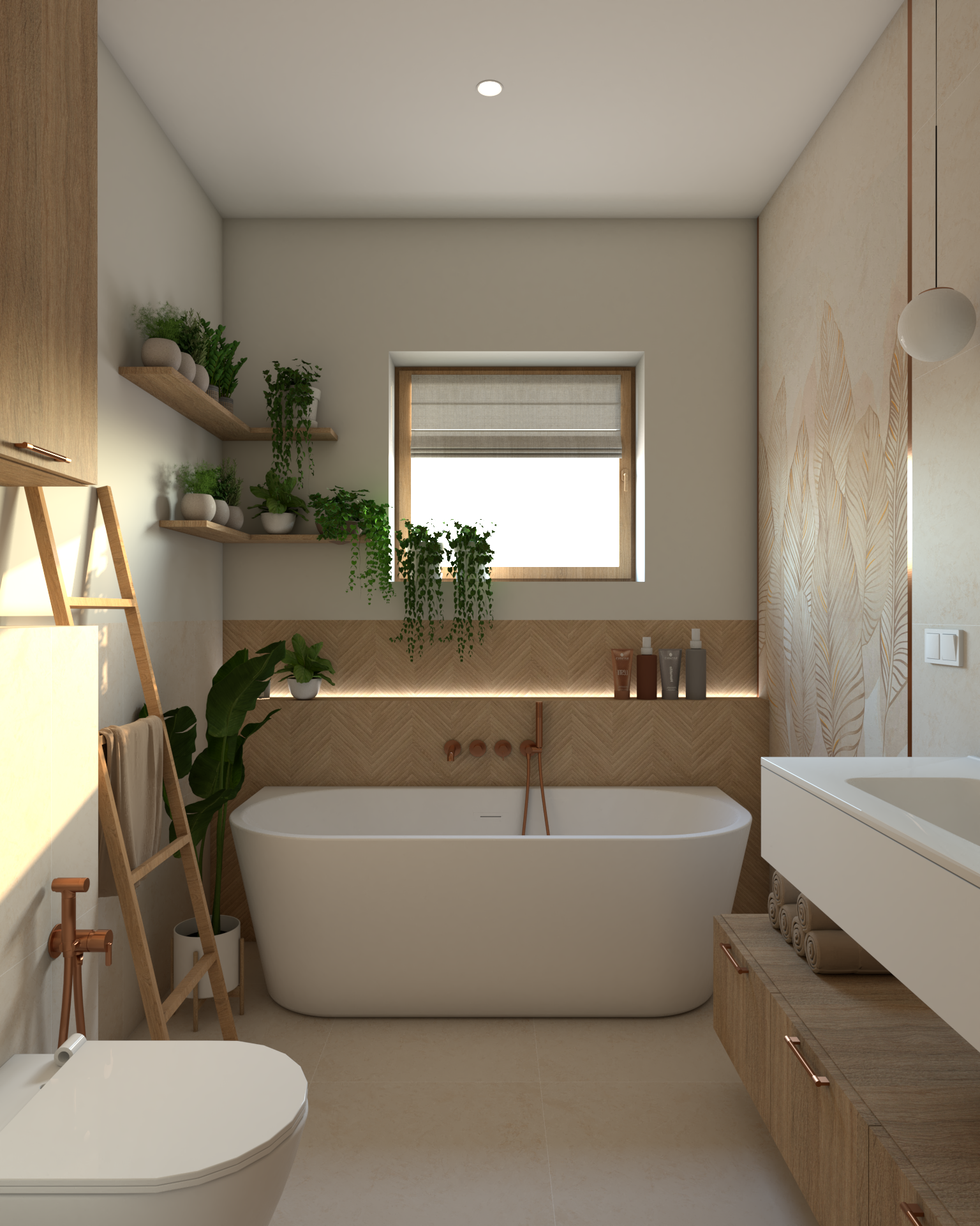 Łazienka jak na Bali - Modern Farmhouse - boho