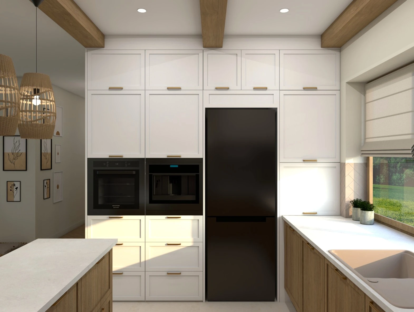 Kuchnia zabudowa biała Farmhouse