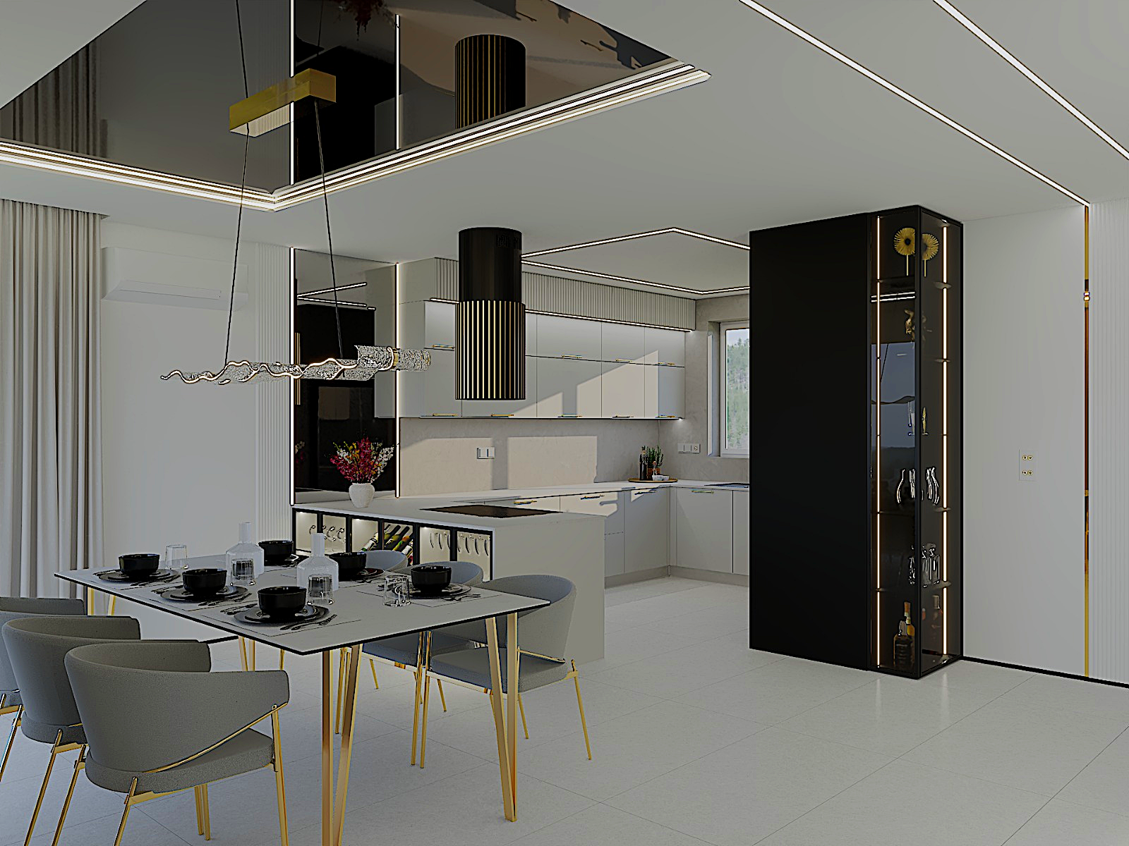 Sufit napinany w salonie