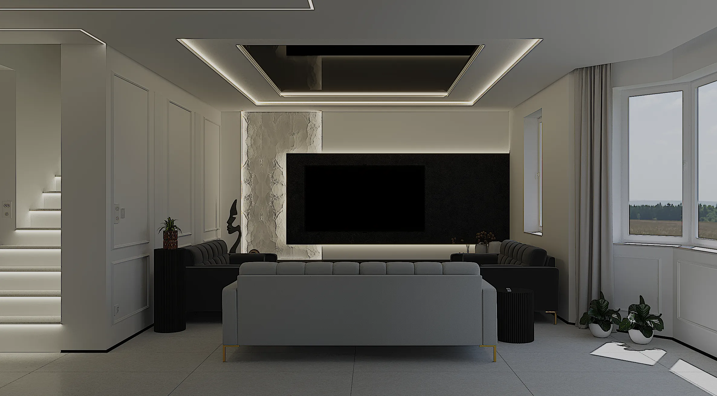 Nowoczesny salon w stylu glamour