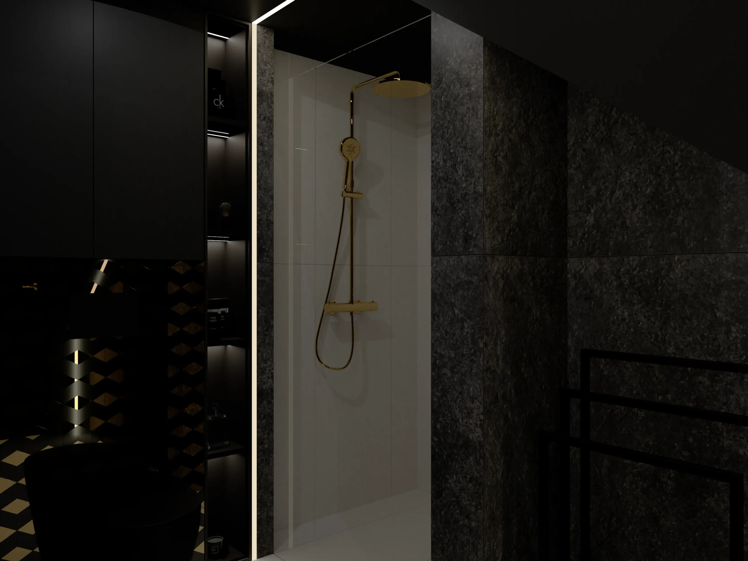 Mała czarna łazienka