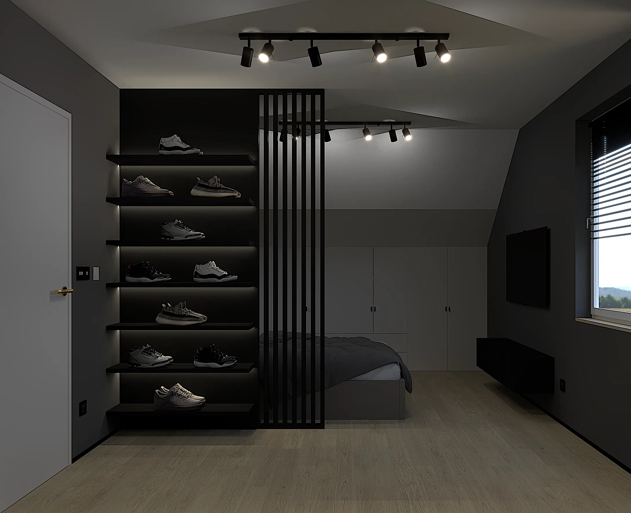 Pokój nastolatka, ściana z lameli