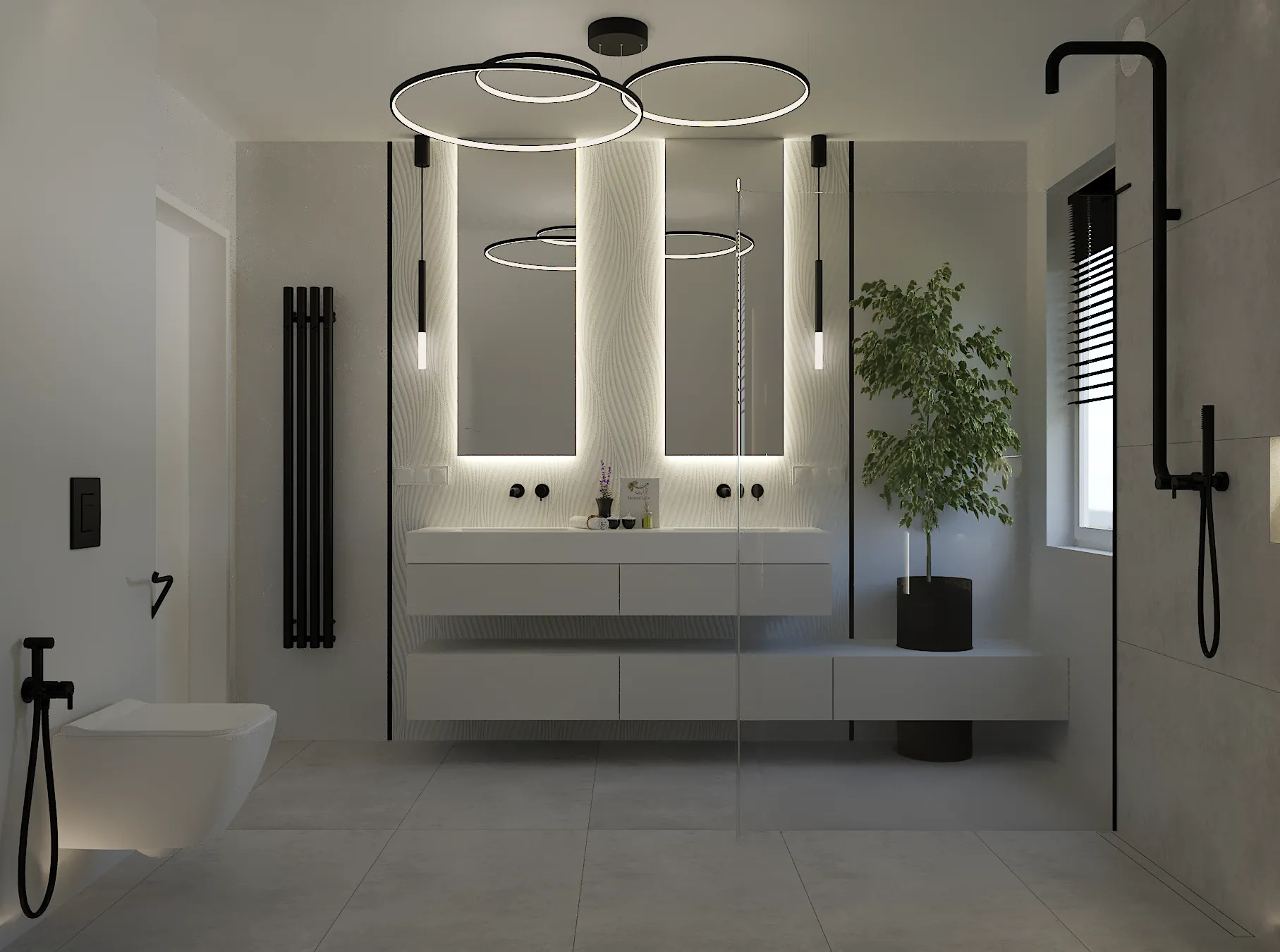 Jasna nowoczesna łazienka przytulna