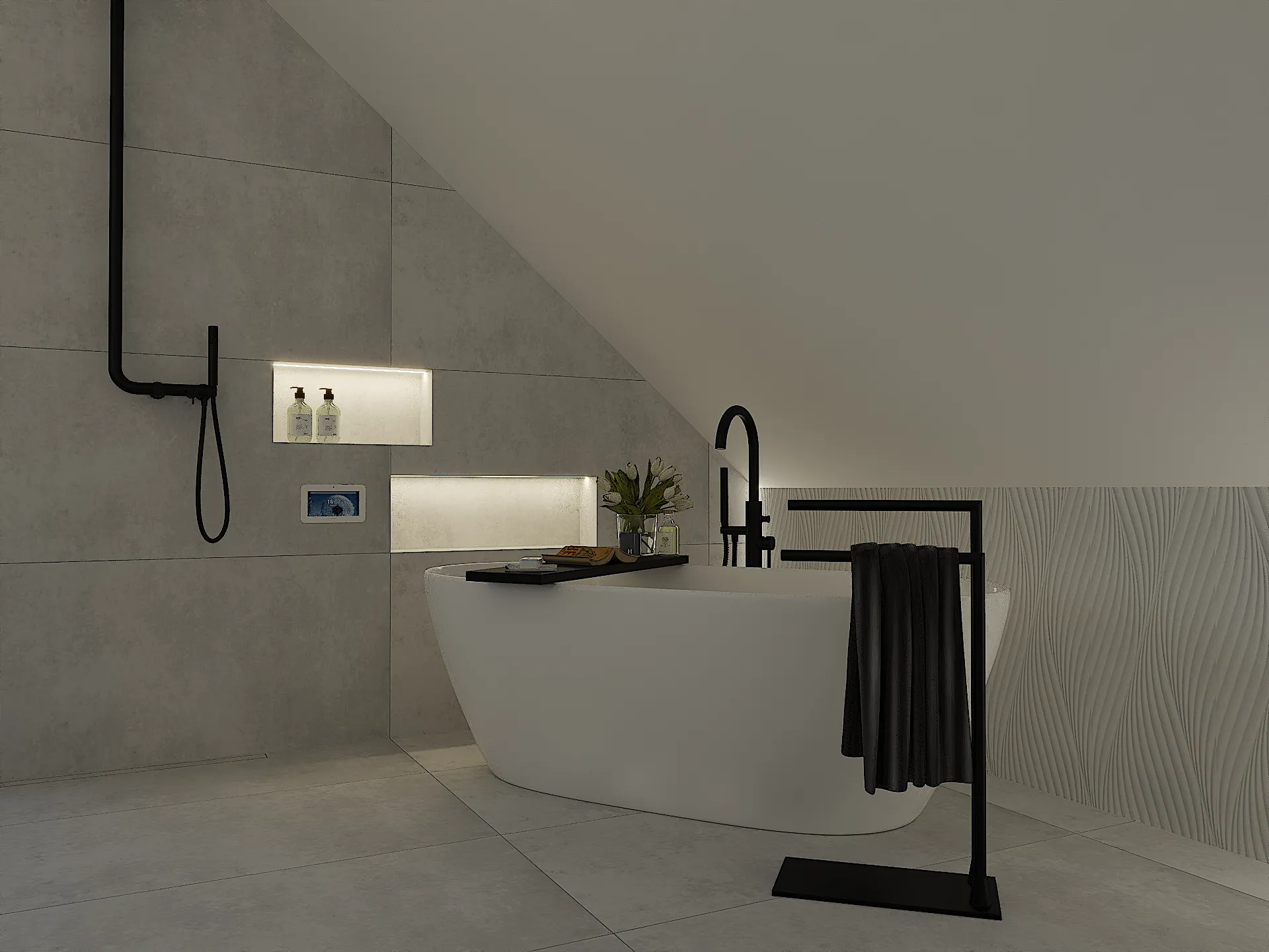 Wanna wolnostojąca w półkami