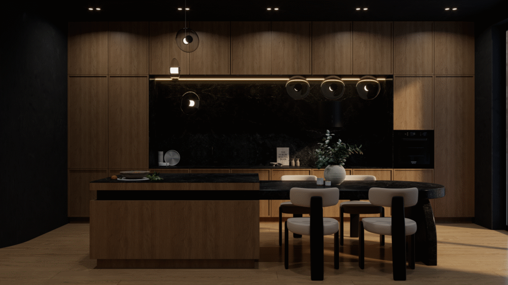 Strefa Kuchenno Jadalniana Dark Japandi