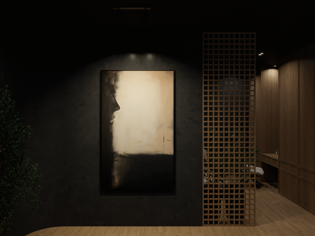 Obraz w salonie Dark Japandi