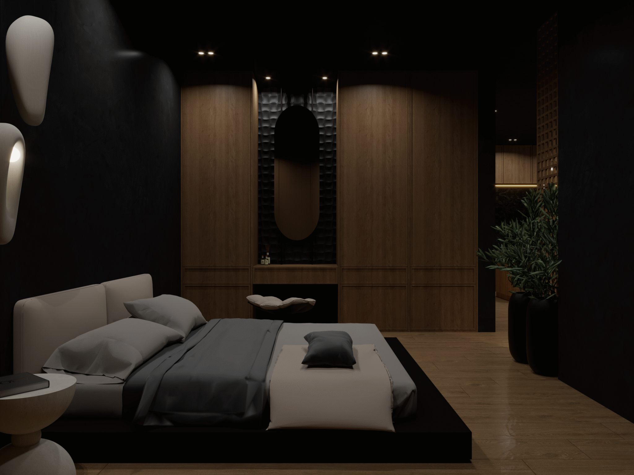 Dark Japandi Sypialnia